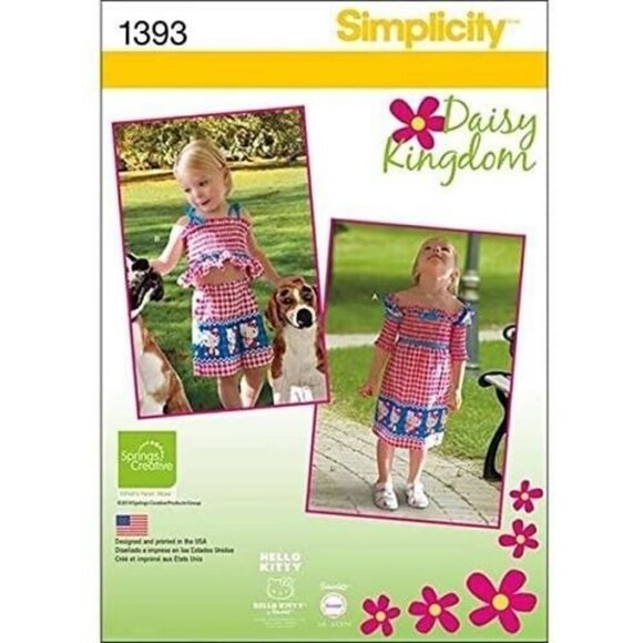 Simplicity Sewing Pattern 1393 Toddlers Dress Top Shorts Bag Headband A (1/2-1-2 - Picture 1 of 3